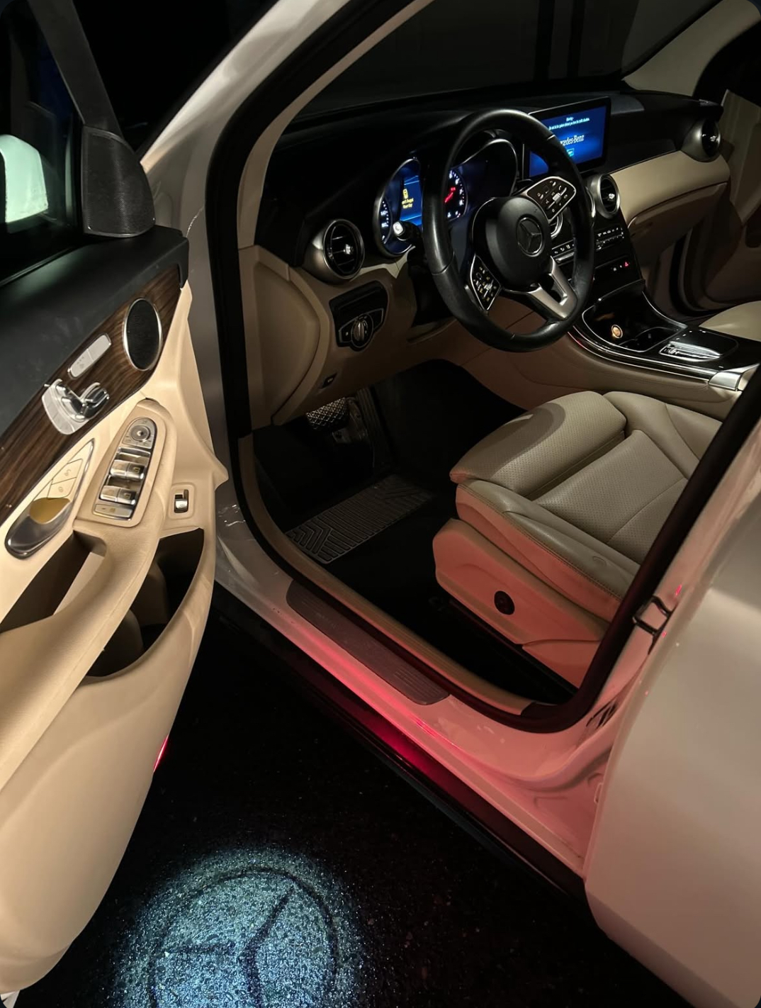 Clean Mercedes-Benz GLC interior with conditioned leather seats after interior detailing
