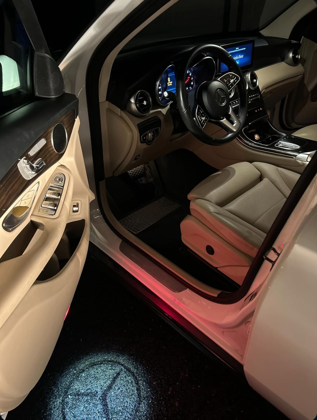 Mercedes GLC interior with cleaned and conditioned beige leather seats